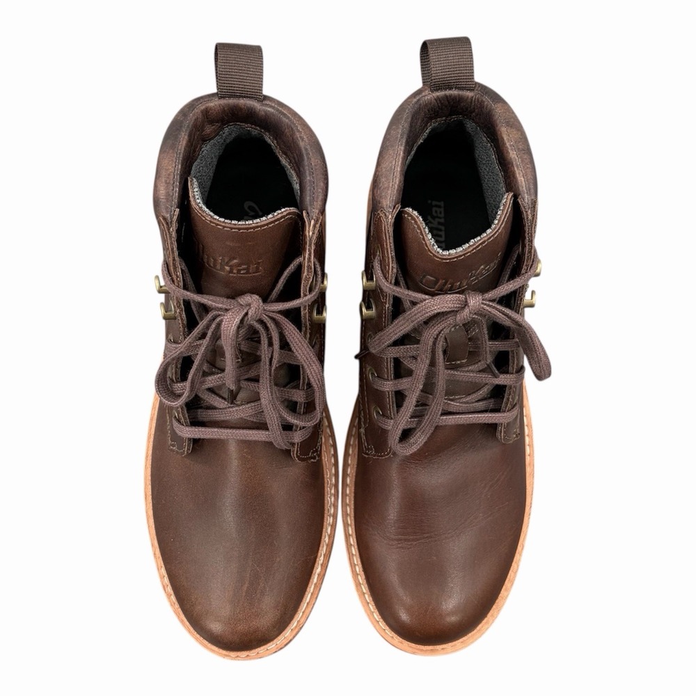OluKai Kilakila Waterproof Lace-Up Brown Leather Waterproof Boot Men's Size US 9 - Picture 3 of 10